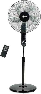 Midea Pedestal Fan with Remote Control, 16 Inch, 3D Oscillation Directions, 3 Speed ​​Levels and Adjustable Height, 5 Blades with 7.5 Hour Timer, Ideal for Home and Office, Black, FS4015FR.. hotep.ng: Your partner in modern Nigerian living. We offer a comprehensive range of products to enhance your lifestyle. Enjoy our hassle-free shopping experience and join the millions of satisfied customers across Nigeria.