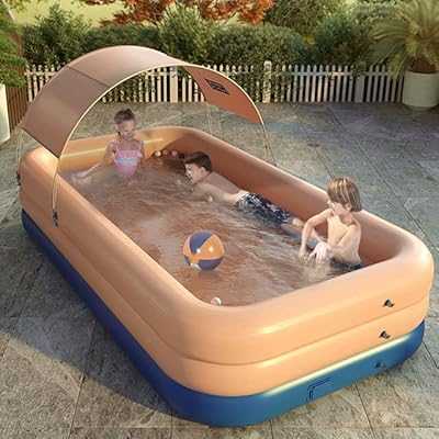 Automatic Inflatable Swimming Pool with Canopy for Kids, Adults and Family for Indoor and Outdoor Spaces, Garden and Backyard 300cm x 180cm x 60cm (Pink).. Experience the convenience of 24/7 shopping with hotep.ng, Nigeria's trusted e-commerce platform. Find everything from daily essentials to luxury items at competitive prices. Let us bring the market to your doorstep.