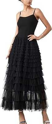 Women's Tulle Maxi Dress Spaghetti Straps Layered Fluffy Ruffles Long Birthday Party Prom Gown.. hotep.ng: Your gateway to a world of products, right here in Nigeria. We offer an unparalleled range of items, from daily essentials to luxury finds. Experience the joy of hassle-free online shopping with our trusted platform.