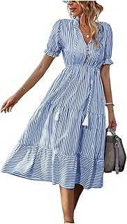 Women's Striped Shirt Dress Short Sleeve V Neck Summer Elegant Casual Dress (Color : C, Size : M).. hotep.ng: Your gateway to a world of products, right here in Nigeria. We offer an unparalleled range of items, from daily essentials to luxury finds. Experience the joy of hassle-free online shopping with our trusted platform.