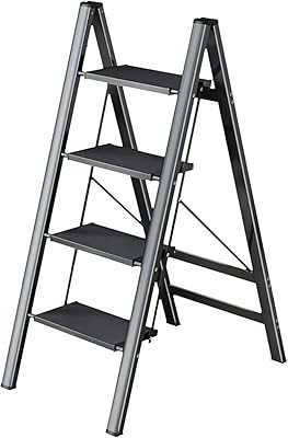 Lightweight Aluminum Folding Ladder, 4 Step Non-Slip Wide Ladder, Platform for Home, Office, Drawing - Black.. hotep.ng is committed to bringing you the best shopping experience in Nigeria. We offer competitive prices, reliable delivery, and exceptional customer service. Join our growing community of satisfied customers and see the difference for yourself.