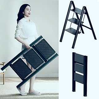 Hexar Multi-Purpose Folding Ladder with Anti-Slip Pedal, Lightweight Portable Folding Ladder for Home Kitchen Library, 150kg Capacity (3 Steps).. Experience the convenience of 24/7 shopping with hotep.ng, Nigeria's trusted e-commerce platform. Find everything from daily essentials to luxury items at competitive prices. Let us bring the market to your doorstep.