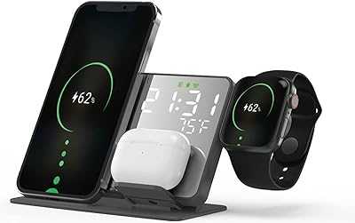 4 in 1 Wireless Charging Stand, 15W Fast Wireless Charger with Dual Alarm Compatible with Apple Watch/AirPods Pro/iPhone 13/12/11/11 Pro/11 Pro Max/X/XS/XR and Samsung S20/S10. Experience the best of Nigerian e-commerce with hotep.ng. We bring you a diverse selection of quality products from local artisans and global brands. Discover why we're the preferred choice for savvy online shoppers across Nigeria.