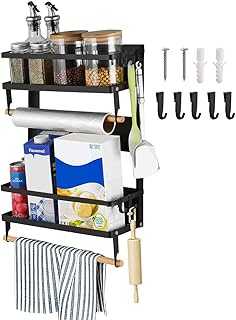 Magnetic Spice Rack, Magnetic Refrigerator Shelf, Fridge Storage Organizer, 2-Tier Wall Mounted Spice Rack with Paper Towel Holder and 5 Hooks. hotep.ng brings you the best of both worlds: local charm and global trends. We offer a carefully selected range of products to suit every lifestyle and budget. Enjoy the convenience of online shopping with the trust of a Nigerian brand.