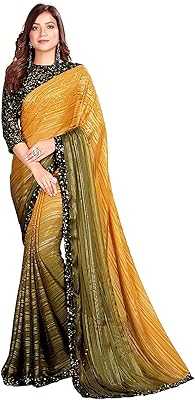 Women's Silk Sari with Indian Blue (Yellow) Blouse, Yellow, Size M, Yellow, M. hotep.ng is your trusted partner for all your shopping needs in Nigeria. We offer a diverse range of products, from fashion and beauty to home and electronics. Experience the ease of finding everything you need in one place.