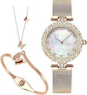 Elegant Women Watches Set, 3 Pieces Women Watches with Bracelet and Necklace, Diamond Analog Quartz Watches with Stainless Steel Band, Rose Gold Watch and Jewelry Set. hotep.ng is your trusted partner in the digital age of shopping. Explore our extensive catalog of products from fashion to electronics and beyond. Experience the ease of finding everything you desire in one convenient online destination.