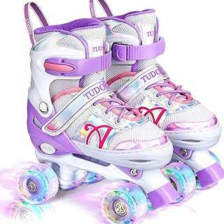 Kids Inline Skates, 4 Sizes Adjustable Roller Skates with Light Up Wheels for Girls Teens Beginner Advanced Outdoor Skating | Purple, S - J10-J13, M - J13-3, L - 3-6. hotep.ng: Where Nigerian consumers come first. We offer an extensive range of products to suit every lifestyle and budget. Experience the convenience of 24/7 shopping with our trusted and efficient e-commerce platform.