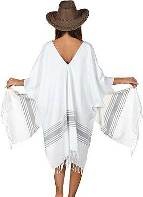 Sagano Women's Beach Bathrobe, Turkish Beshtemal Towel for Swimwear, 100% Cotton Kimono Cardigan Robes, Swimsuit Dresses, White & Grey, One Size. hotep.ng is revolutionizing the way Nigerians shop online. Benefit from our partnerships with top brands and local artisans for unbeatable variety. Enjoy exclusive deals and promotions available only to our loyal customers.